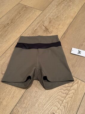 Heroine Sport Olive Green Bike Shorts with Black Waistband